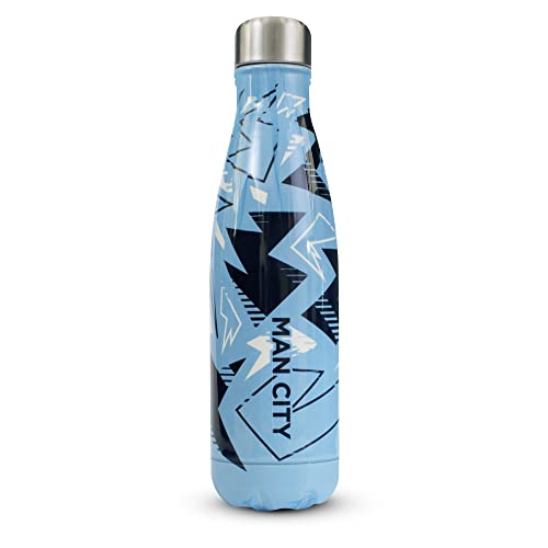 Hy-Pro Officially Licensed Manchester City F.C. Thermal Bottle - Stainless Steel, Double Wall, Vacuum Flask, Fade Design, Lightweight, Leakproof, Man City, Great Football Gift Idea
