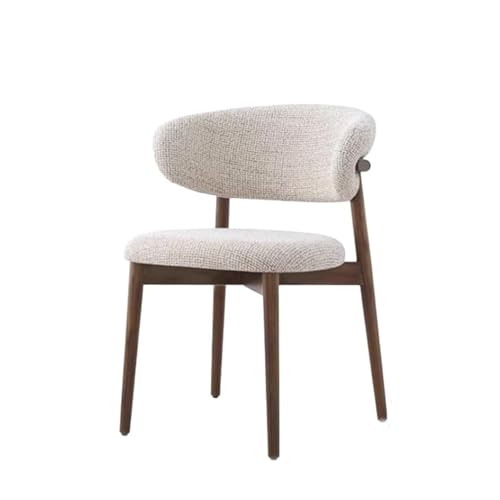 Elegantes sillas de comedor tapizadas, marco de madera maciza, respaldo curvado, sin brazos, sillas laterales de cocina y oficina, asientos cómodos, acabado blanco roto y nogal