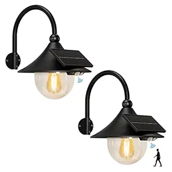 Aqonsie Solar Barn Lights Outdoor with 3 Lighting Modes & Motion Sensor, Wall Mount Rustic Vintage Solar Shed Light Outdoor, Waterproof Outdoor Solar Wall Light for Barn, Shed, Chicken coop, Porch