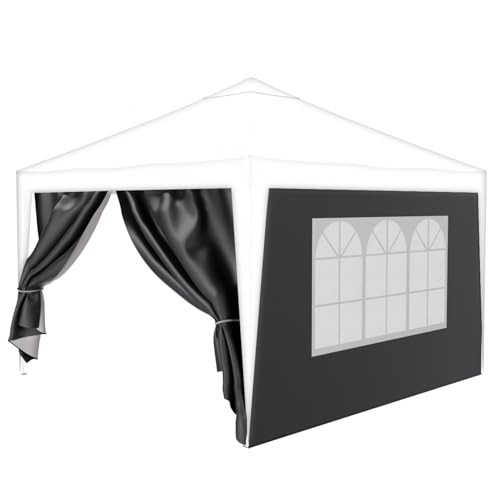 24MOVE® Pavillon Seitenteile 2er Set 2x3m mit Fenster & Reissverschluss, wasserdicht, grau - für Partyzelt, Festzelt, Festivals