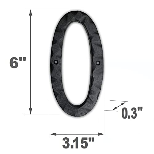 Image of NACH House Numbers for Outside, 6 inch Black Address Numbers for House - Number 0 - Rustic Numbers for Outside with Mounting Hardware