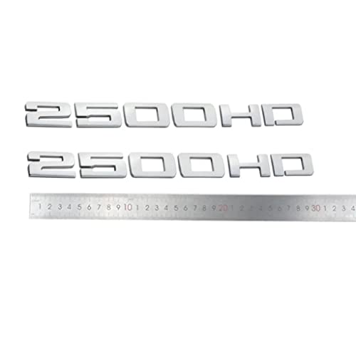 Image of 2 pcs 2500 hd Emblem Decal Sticker Modified Car Hood Door Side Fender Trunk Self-Adhesive Logo Nameplate Rear Badge Logo (Silver)