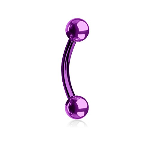 Inspiration Dezigns 14G Belly Button Rings Round Double Ball Purple Navel Barbell Stud Body Piercing