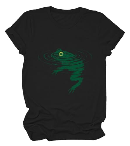Image of Frog Swimming T-Shirt - Cozy Vintage Swimming Frog Shirt for Women Men