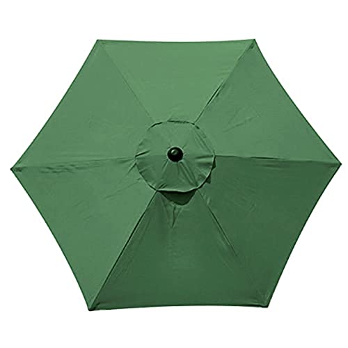 TIUTIU 6 Rippen Sonnenschirm Ersatz Baldachin Abdeckung Outdoor Markt Tisch Schirm Schirm Baldachin Anti-Ultraviolett Regenschirm Ersatz Stoff, 2m/2,7m/3m (2.7M / 8.9Ft,Green)