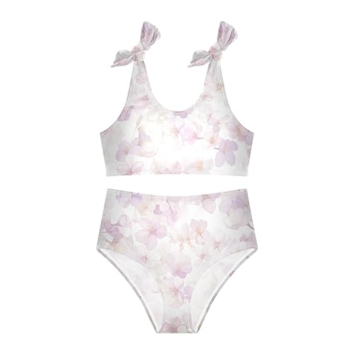 KLL Cherry Blossoms Girl Two Piece Bikini Set Scoop Neck Swimsuits Swimwear Adjustable Shoulder Strap3