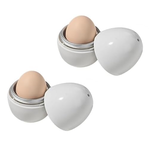 2 unidades de hervidores de huevos para microondas, hervidor de huevos para 1 huevo, hervidor de huevos de aluminio para microondas, herramienta de cocina para cocinar huevos cocidos rápidamente