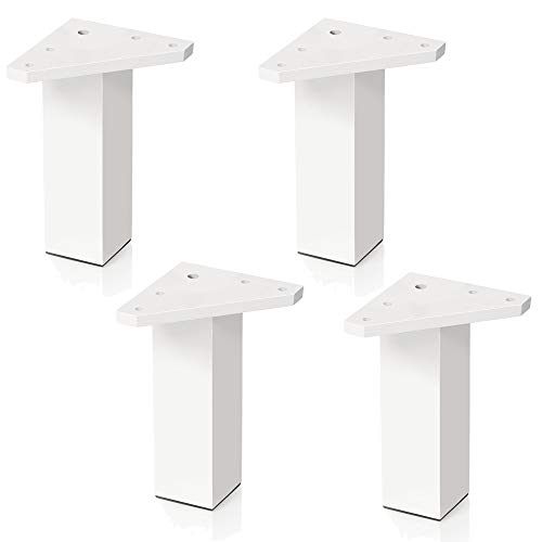 4 un. Pata pie cuadrada para Mueble en resina plastica abs ANTICORROSION 40x40mm altura 120mm blanco con Tapón contera Cover