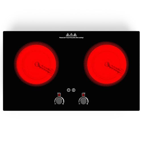 Image of VBGK Electric Cooktop,2400W Electric Stove Top,Countertop and Built-in Hot Plate with Child Safety Lock, Timer, LED touch Knob Control,Overheat Protection,110V 2 Burner Induction Cooktop