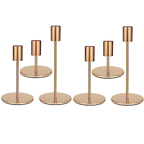 Anndason Set of 6 Candlestick Holders - Pink Gold Taper