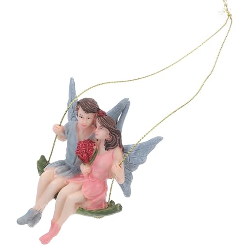 Angoily Colgante de Hada Floral Resina Decorativa para Jardín Adorno Colgante Creativo y Miniatura para Decoración Exterior Interior Escena Romántica y Ambiente Único