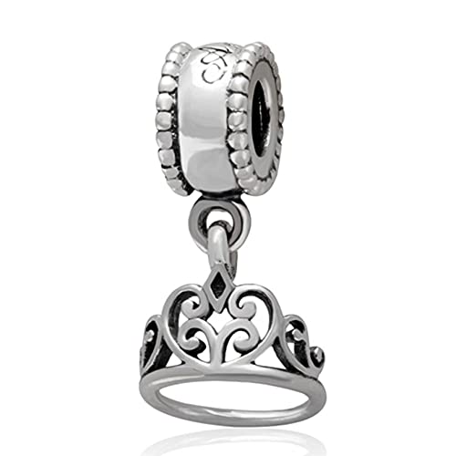 Image of GEMDAZZ Family Cartoon Series Charm, 925 Sterling Silver Barcelona Landmark, Castle, Rotal Crown Pendant Beads, Gift for Mother /Father /Daughter /Son