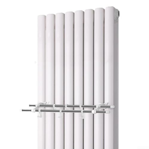 Laymotric Toallero de radiador de doble polo con 6 ganchos, resistente capacidad de carga de 40 kg, montaje sin taladro, estante de secado de acero inoxidable para baño y hogar (50 cm)