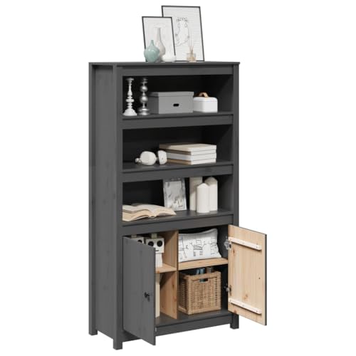 Mueble highboard de madera maciza de pino en color gris rústico duradero 5