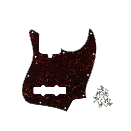 ROZILO Jazz Bass Pickguard 10 Hole Guitar Pickguard for 4 String Fender Jazz Bass Modern Style Dark Tortoise