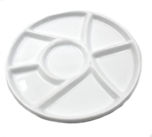 Dtacke Ceramic Gouache Paint Palette Ceramic Paint Watercolor Palette Acrylic Paint Palette Porcelain Palette Mixing Tray for Painters Nail Art (Round(9