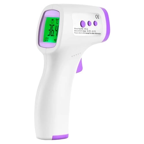 Thermomètre infrarouge à tête avant sans contact pour adultes & Les enfants, vite 1 Deuxième scanner numérique de température avec alarme de fièvre, mode Mute, rétroéclairé LCD Affichage & Rappel de mémoire