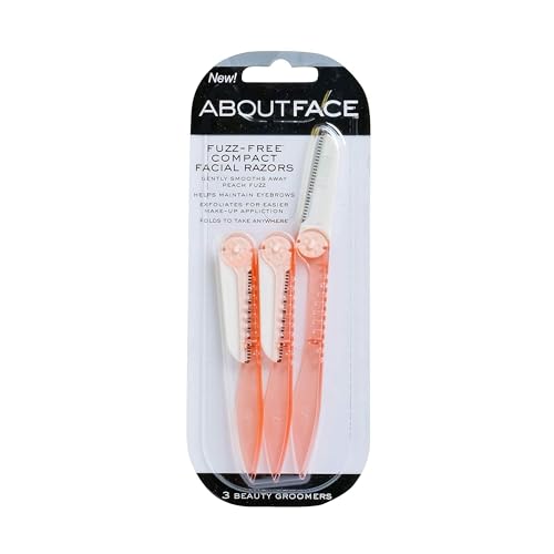 About Beauty Fuzz-Free Fold-n-Go Groomers - 3 Folding Beauty Groomers for Hair Removal, Ideal for Shaving, Exfoliating, and Brow Shaping, Japanese Steel Gently Removes Facial Hair
