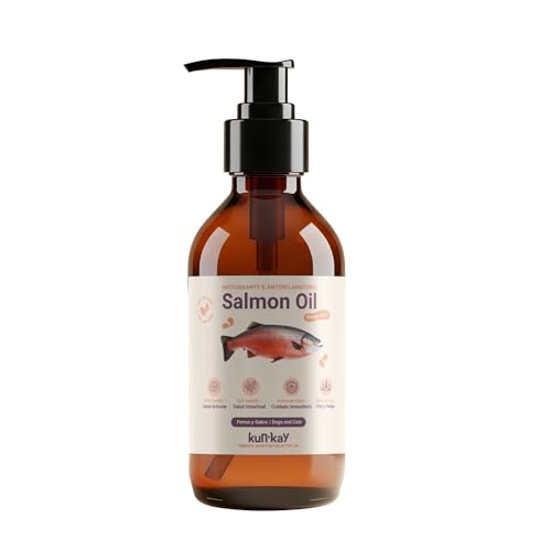 Aceite de Salmon Perros y Gatos 250 ml con Omega 3 EPA y DHA - Antiinflamatorio Natural e indicado para el Pelo y Articulaciones