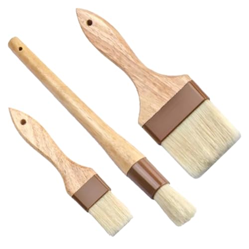 BCOATH 3pcs Basting Pastry Brush for Bbq Baking Handles Bristles for Oil Sauce Application Essential Kitchen Supplies for Cooking