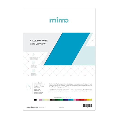 Mimo Papel Color Pop Azul Água - A4-180 gr - 25 unds - Possui Massa Colorida - Fibras Mais Firmes e