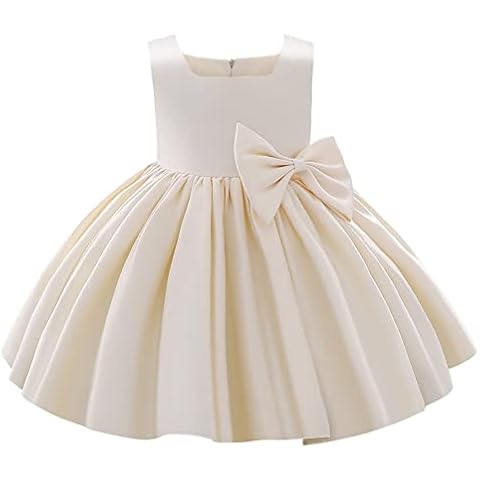 Champagne Satin Bowknot Baby Dress Cover