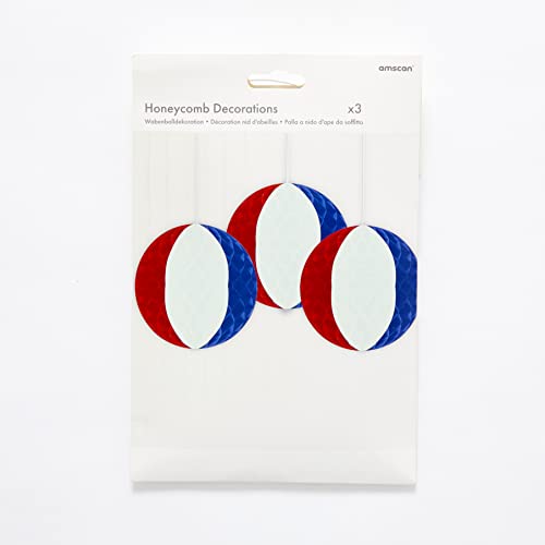 Amscan 9913050 RWB Honeycomb Decorations (6pks X 3Pcs, 18Cm), Multicoloured, 18 cm - Image 2