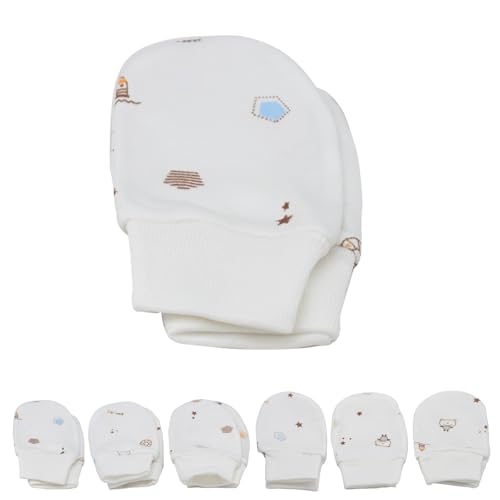 kwinfei 6Pack Baby Mittens 6-12 Months Unisex Soft White Cotton Mesh Scratch Mittens for Babies with Eczema NG Feeding Tube Anti-Scratch Protection Breathable Gloves for Boys & Girls