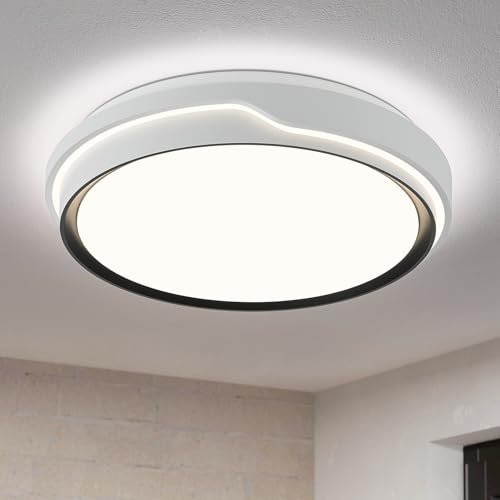 WOKNOS Lámpara de Techo Redondo Moderna en Blanco,Plafon LED Techo 38.5cm,36W,1300 Lumen,Adecuada para Salon,Superficie,Cocina,Balcon,Comedor,Dormitorio,Entrada,Escalera