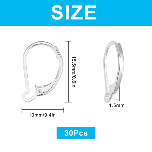 SUNNYCLUE 1 Box 30Pcs 925 Sterling Silver Plated Leverback French Earring Hooks Leverback Earwires Leverback Earring Findings for Jewellery Making Women DIY Earrings Crafts Crochet Stitch Maker Supply - Image 2