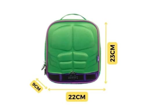 Kit Mochila Estojo Lancheira Heróis Escolar Hulk Meninos 3D