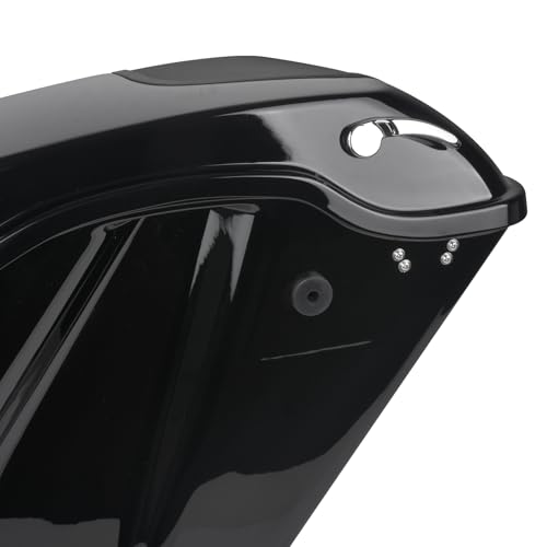 Alforjas rígidas estiradas de 5 pulgadas con tapas de altavoz para motocicletas Harley Touring: Road King, Road Glide, Street Glide, Electra Glide, Ultra Limited (2014-2023), cierre cromado rojo con reflector miniatura 4