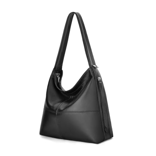 Morriloom Leather Hobo Crossbody Tote Shoulder Bag, Black