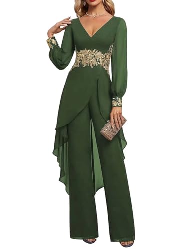 Mother of The Bride Pant Suits 2 Pieces Chiffon Wedding Outfit for Women Dressy Formal Dresses