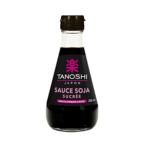 TANOSHI - Salsa de soja dulce, sin glutamato añadido, práctica botella de 200 ml