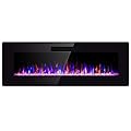 SUNLEI 50" Electric Fireplace, in Wall Recessed & Wall Mounted Linear Electric Heater LED Multi-Color Adjustable Flame Modern with Timer, Touch Screen, Remote Control, 750-1500W, Black