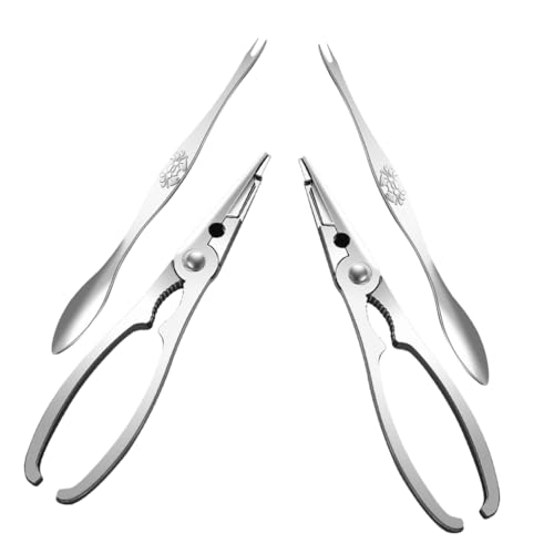 Cabilock 4pcs Stainless Steel Seafood Eating Tools Crab Crackers Forks for Effortless Shellfish Enjoyment Outdoor Picnics Crafted From Stainless Steel