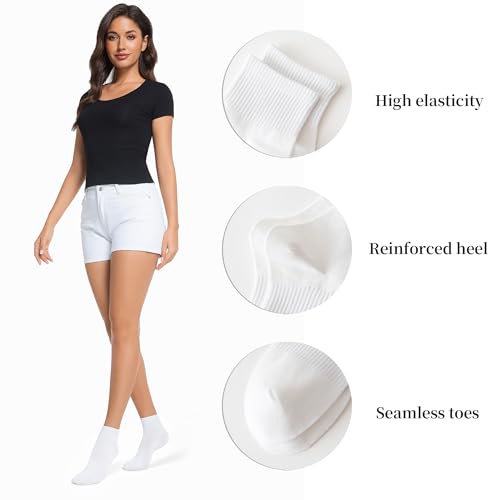 Womens Ankle Socks Cotton Thin Casual White Athletic Socks 6 Pairs2