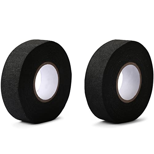 MAIXINNEW 2 Piezas Cinta Aislante de Arnés de Cableado de (25 mm x 15 m), Resistente al Calor Cinta Tela Adhesiva Negra, para Coche, Vehículo, Camiones Cover