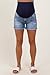 PinkBlush Blue Distressed Fringe Hem Maternity Denim Shorts