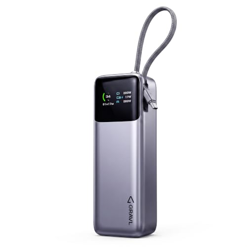 Image of GRAVL Engine 240, 27000mAh Laptop Power Bank, 240W Fast Charging, iPhone Android, Flight Safe, Type-C Cable, Smart Display (Gray)