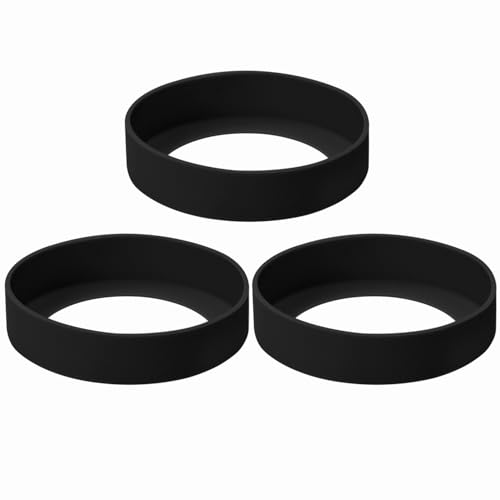ONLYKXY 3pcs 7.5cm Silicon Protective Cup Mat Sleeve Heat-Resistant Bottle Holder Rubber Coaster Tumblers Protector Base Pad Non-Slip Bottom Cover Ring Accessories for Thermos Cup (Black)
