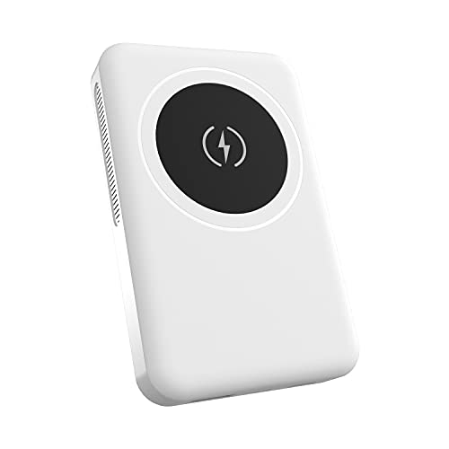 NYZ Magnetisches kabelloses tragbares Ladegerät, Powerbank, USB-C mit großer Kapazität, 10000 mAh, kabelloses Schnellladen, 25 W, externer Akku, kompatibel mit Smartphone und iPhone 12 Serie (weiß) Cover
