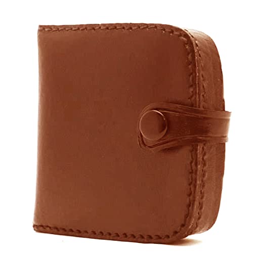 Charmoni - Porte Monnaie - Portefeuille - Multi Poches - en Cuir véritable - pour Homme (PF Cuvette à Bouton Camel)