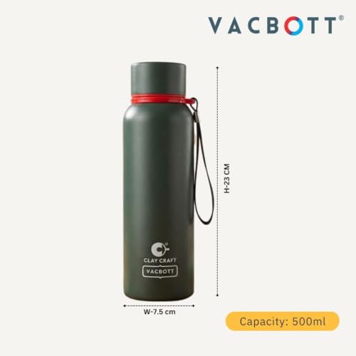 Image of Clay Craft Evevrest 500 Ml Double Wall Vacuum Insulated Stainless Steel Water Bottle | 24 Hrs Cold & 18 Hrs Hot | 1 Year Limited Warranty | AIRITIGHT, BPA-Free | BIS Certified| Made In India (Green)