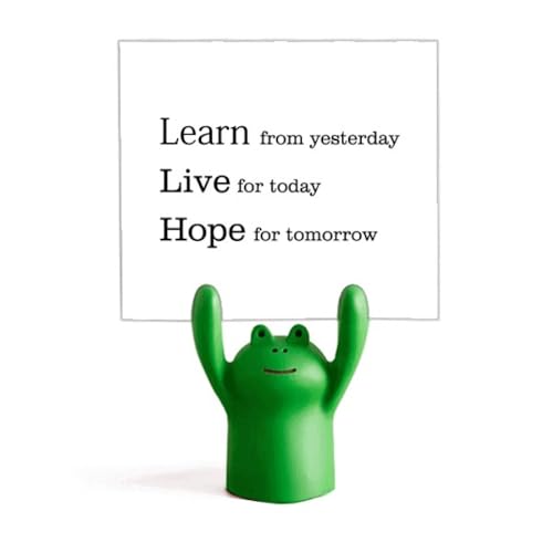Support de mémo Learn Live Hope style art déco avec figurine grenouille