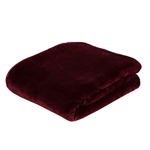 Gözze - Premium Cashmere-Feeling Wohn- und Kuscheldecke, 500 g/m², 180 x 220 cm - Bordeaux