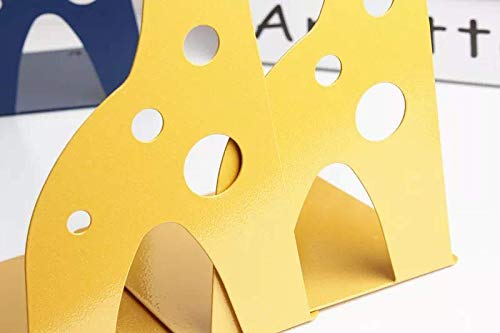 Loupdeloup Cute Bookends,Non Skid Giraffe Animal Book Ends For Shelves Decorative For Kids Yellow 1 Pair #TOP4