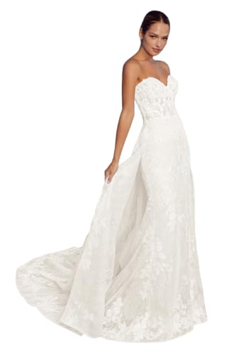 Strapless Wedding Dress for Bride Lace Mermaid Bridal Gown 2025 Long Tulle Bridal Dress with Train