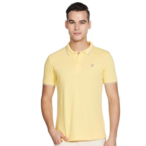 Image of The Indian Garage Co Men Slim Fit Solid Polo Neck Half Sleeves Tshirt